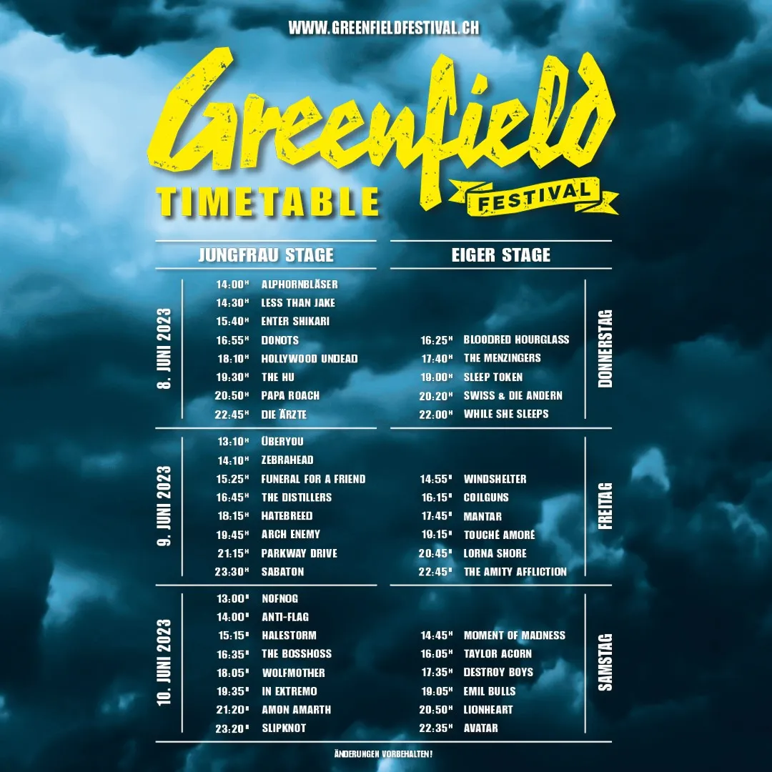 Greenfield Festival 2023 Running Order ConcertsMetal