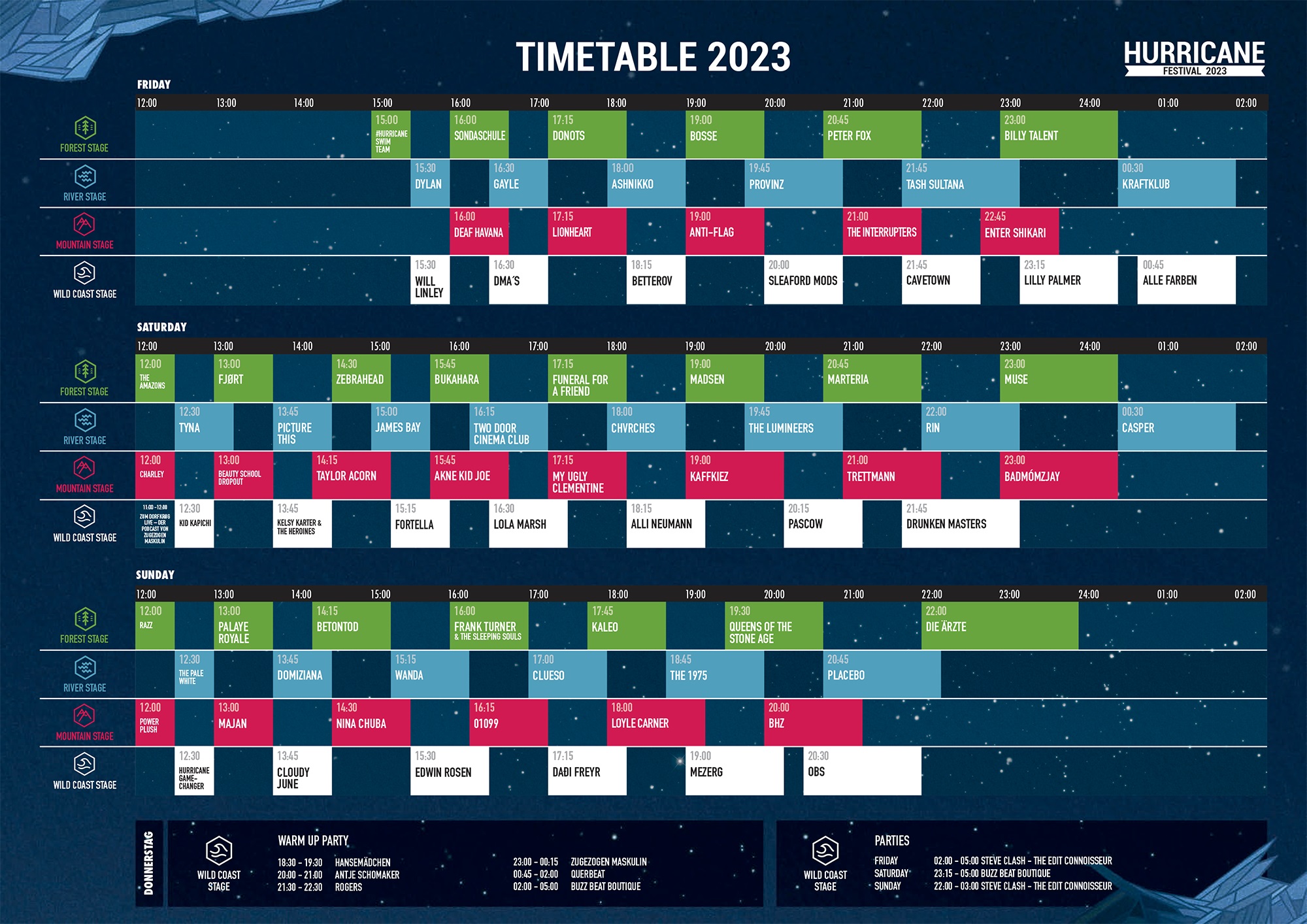 Hurricane Festival 2023 Running Order/Timetable