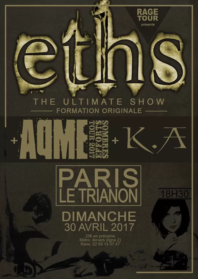 Eths Calendar 2023 Eths - The Ultimate Show - 30/04/2017 - Paris - Ile De France - France |  Concerts-Metal Calendar
