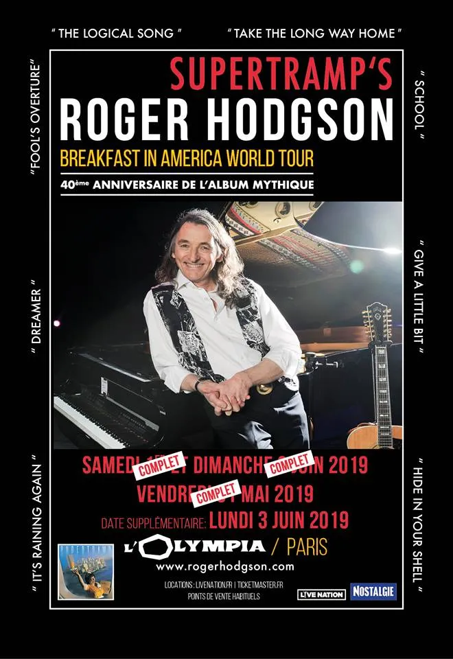 Event Roger Hodgson 04/06/2019 Paris L'Olympia France