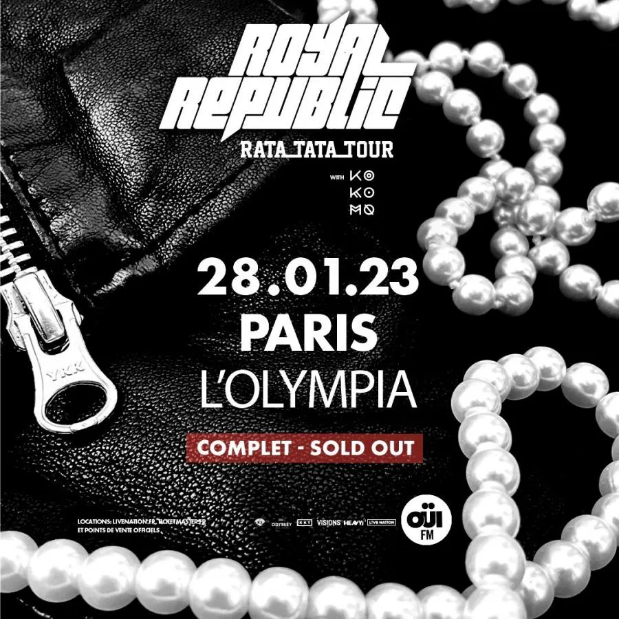 Event Royal Republic 28/01/2023 Paris L'Olympia France