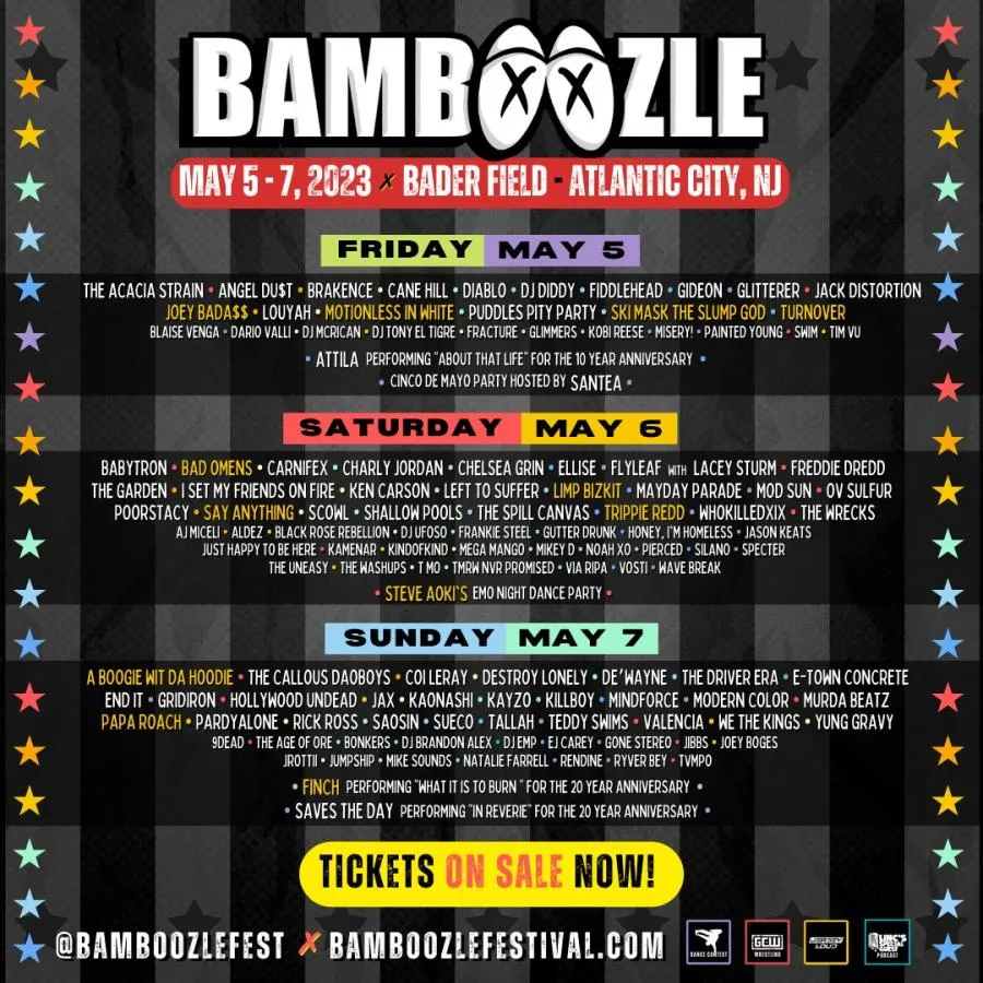 The Bamboozle Festival 2023 05/05/2023 (3 days) Atlantic City
