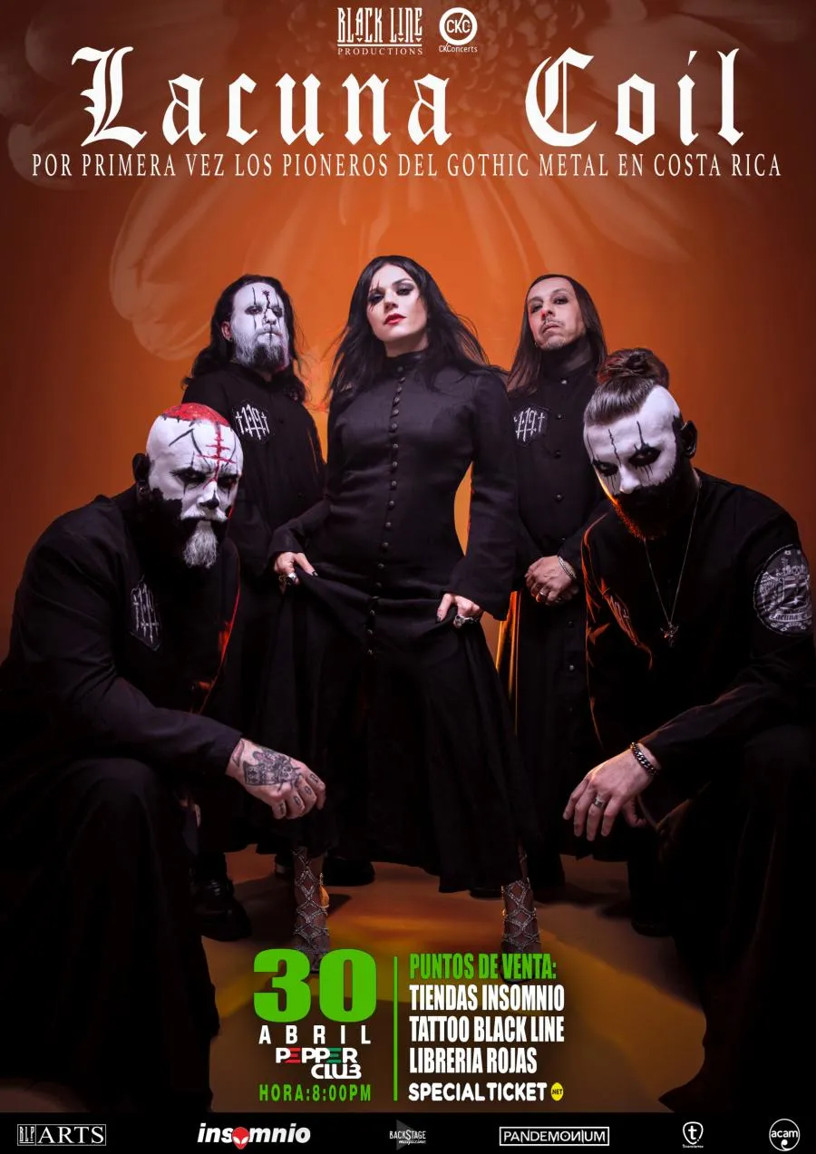 Event Lacuna Coil 30/04/2024 San José Pepper Club Costa Rica