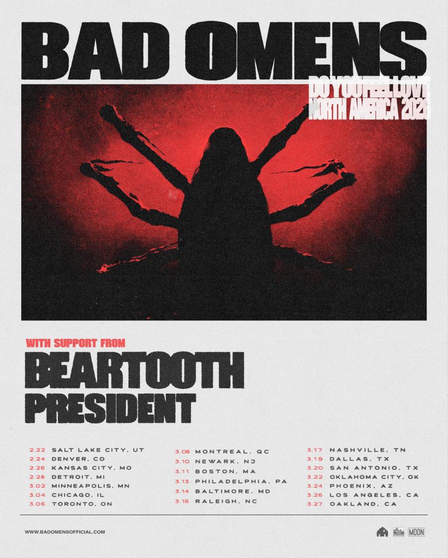 BAD OMENS 直筆サイン入りポスターとパスのセットTOUR 2026 Bad Omens - Tour 2026 - 06/03/2026 - Toronto - Scotiabank Arena