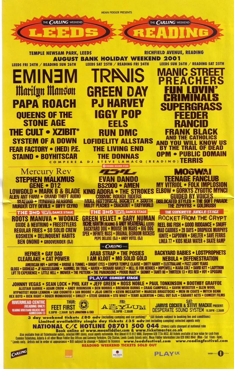 Reading Festival 2001 - 24/08/2001 (3 days) - Reading - United Kingdom